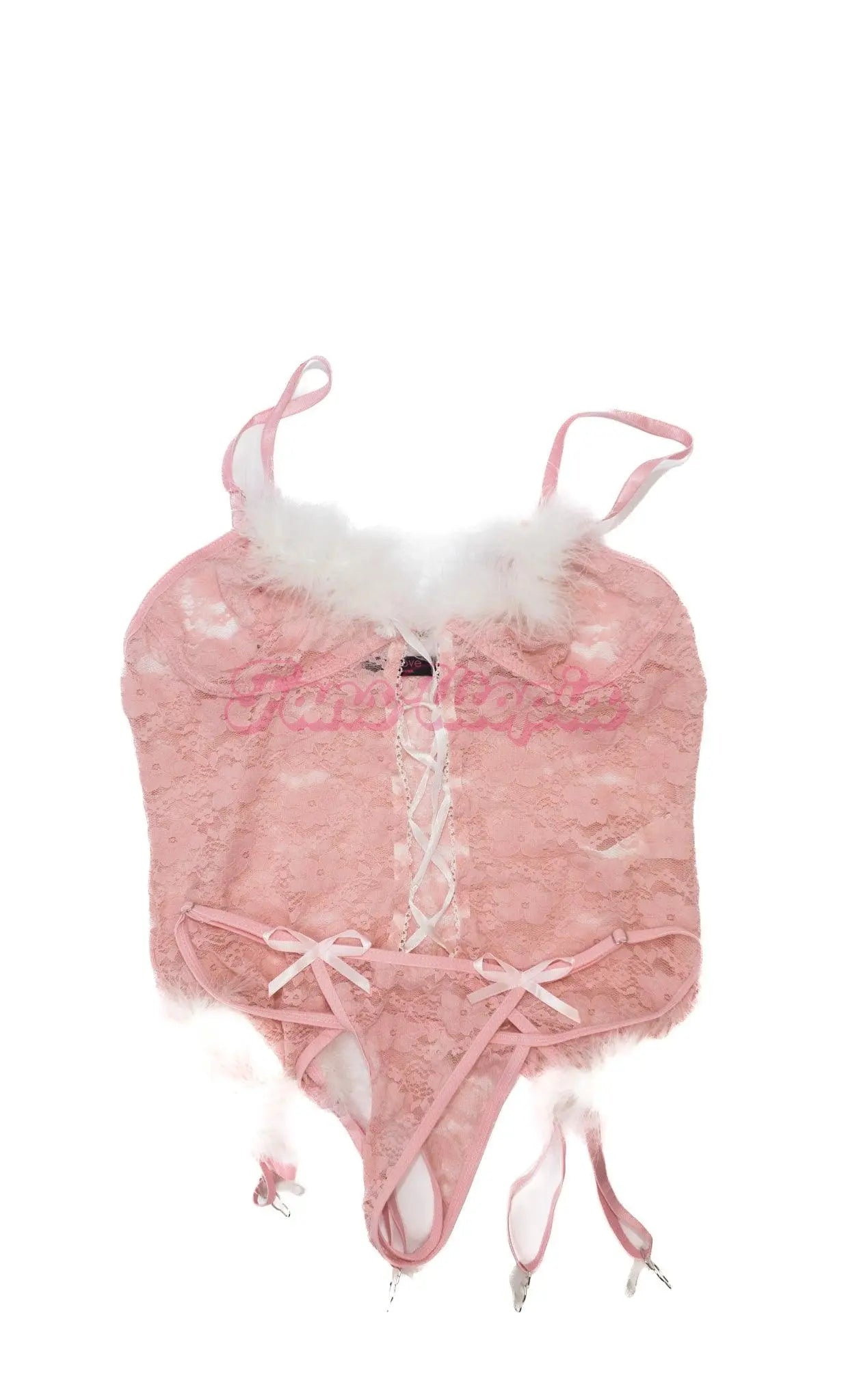 Sky Pierce Pink Lace Bustier Lingerie Set Sky Pierce