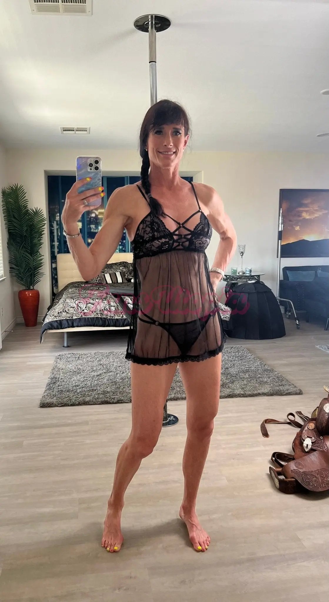 Sofie Marie Black Lace Teddy + Thong Sofie Marie