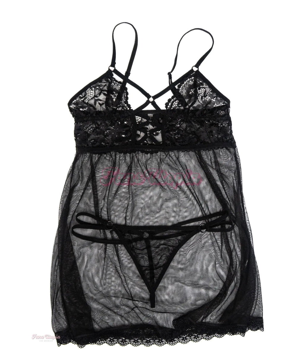 Sofie Marie Black Lace Teddy + Thong Sofie Marie