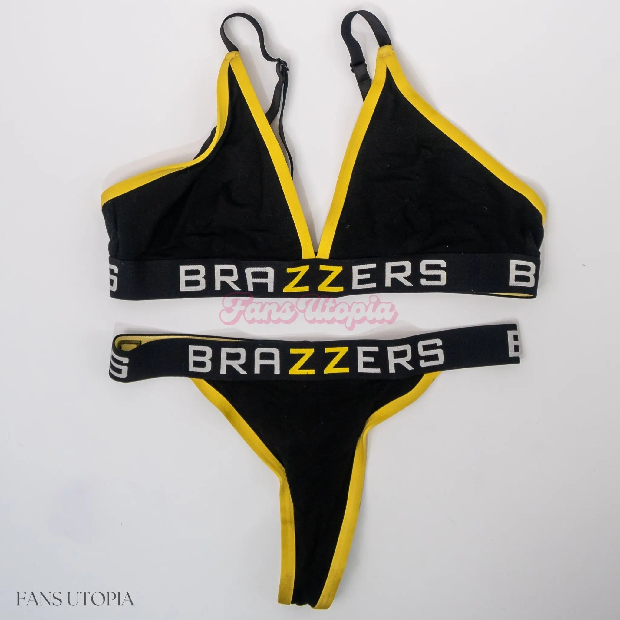 Summer Col Black & Yellow Brazzers Bra & Panties Set + Signed Polaroid Summer Col