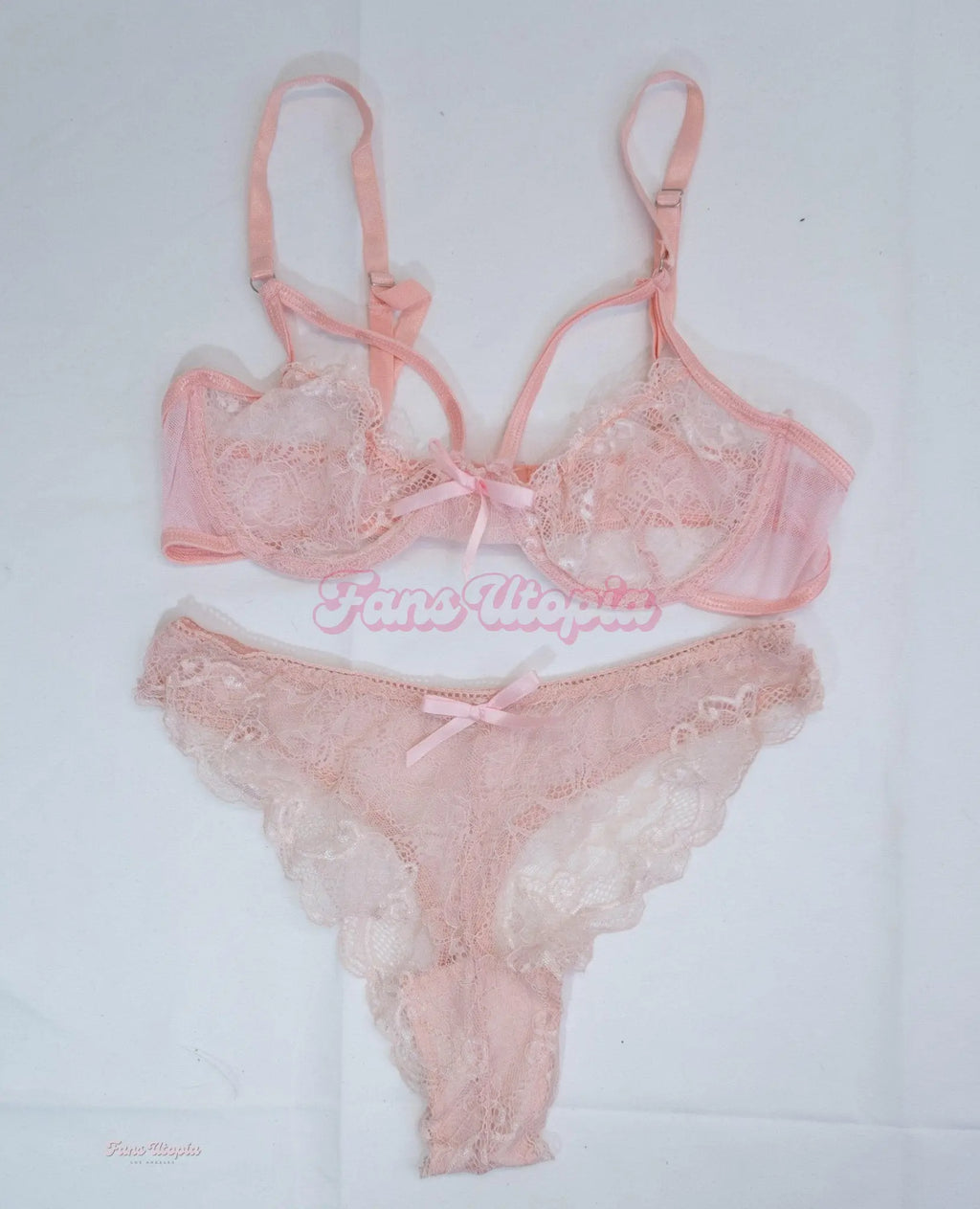 Summer Col Pink Lace Bra & Panties Set + Autographed Polaroid Summer Col
