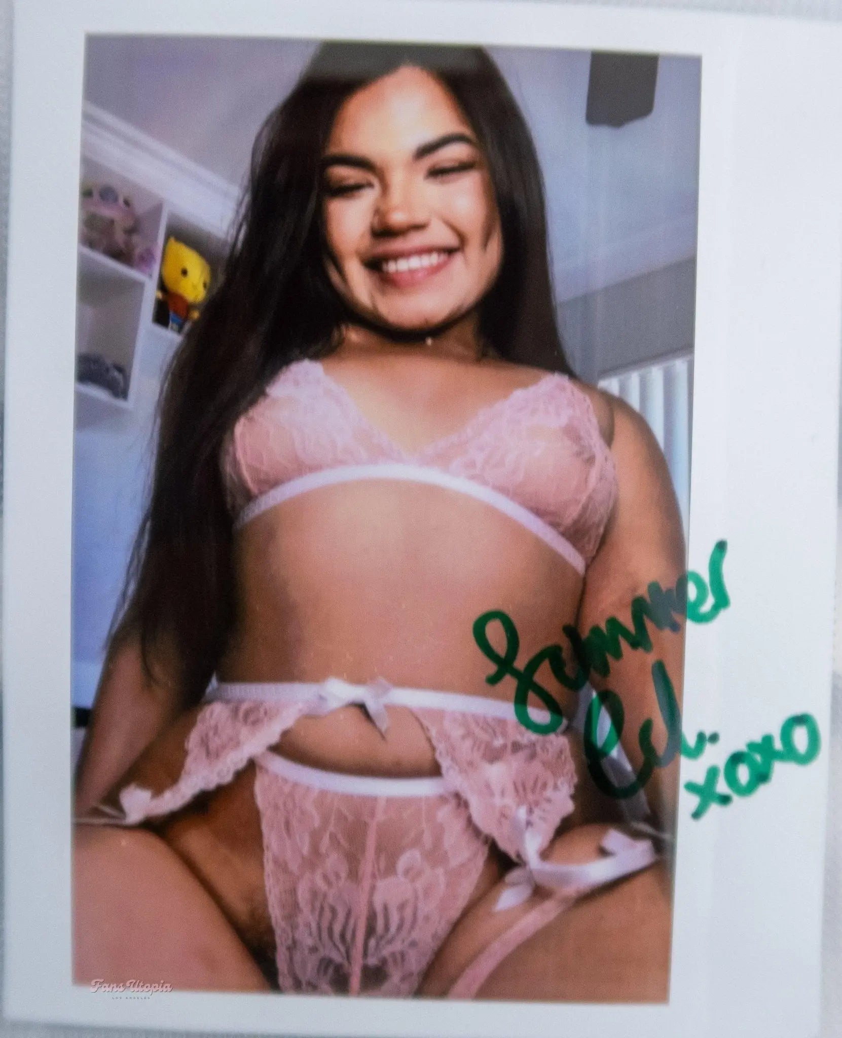 Summer Col Sticky & Oily Pink Lingerie Set + Autographed Polaroid Summer Col