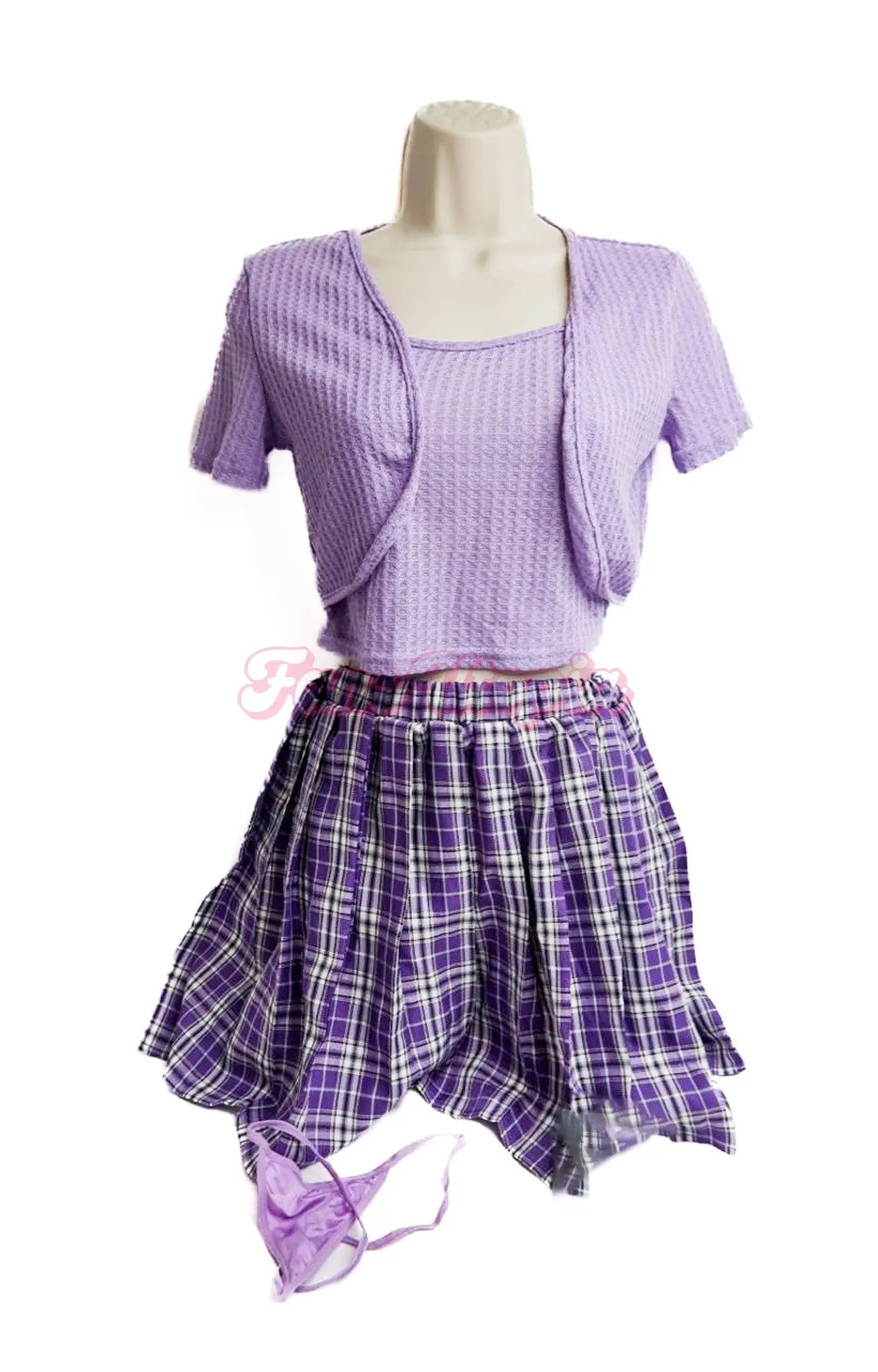 T4K - Vanessa Marie Purple Skirt Set + Purple G String Porn+