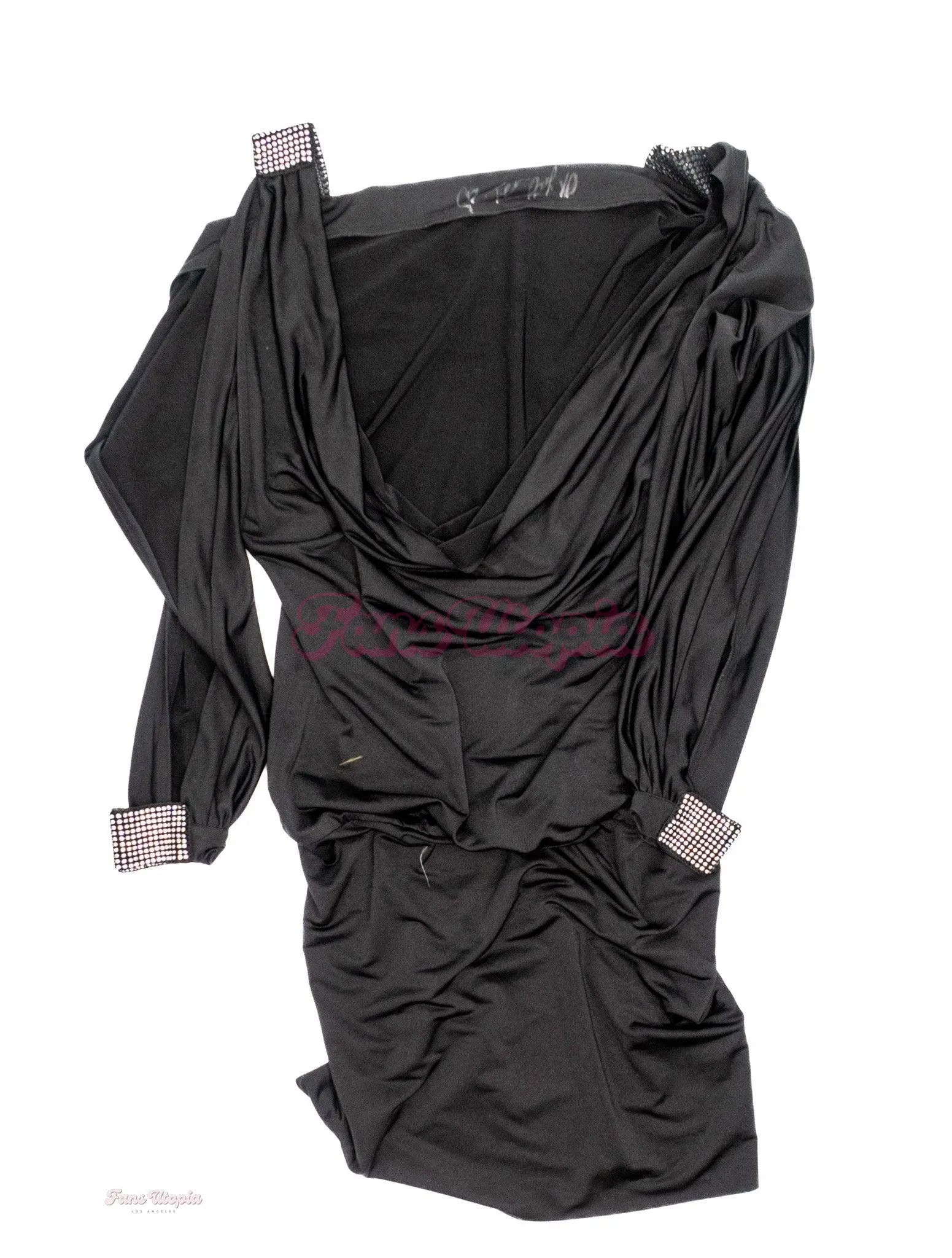 Tera Patrick Black Rhinestoned Dress with Autographed Collar Tera Patrick