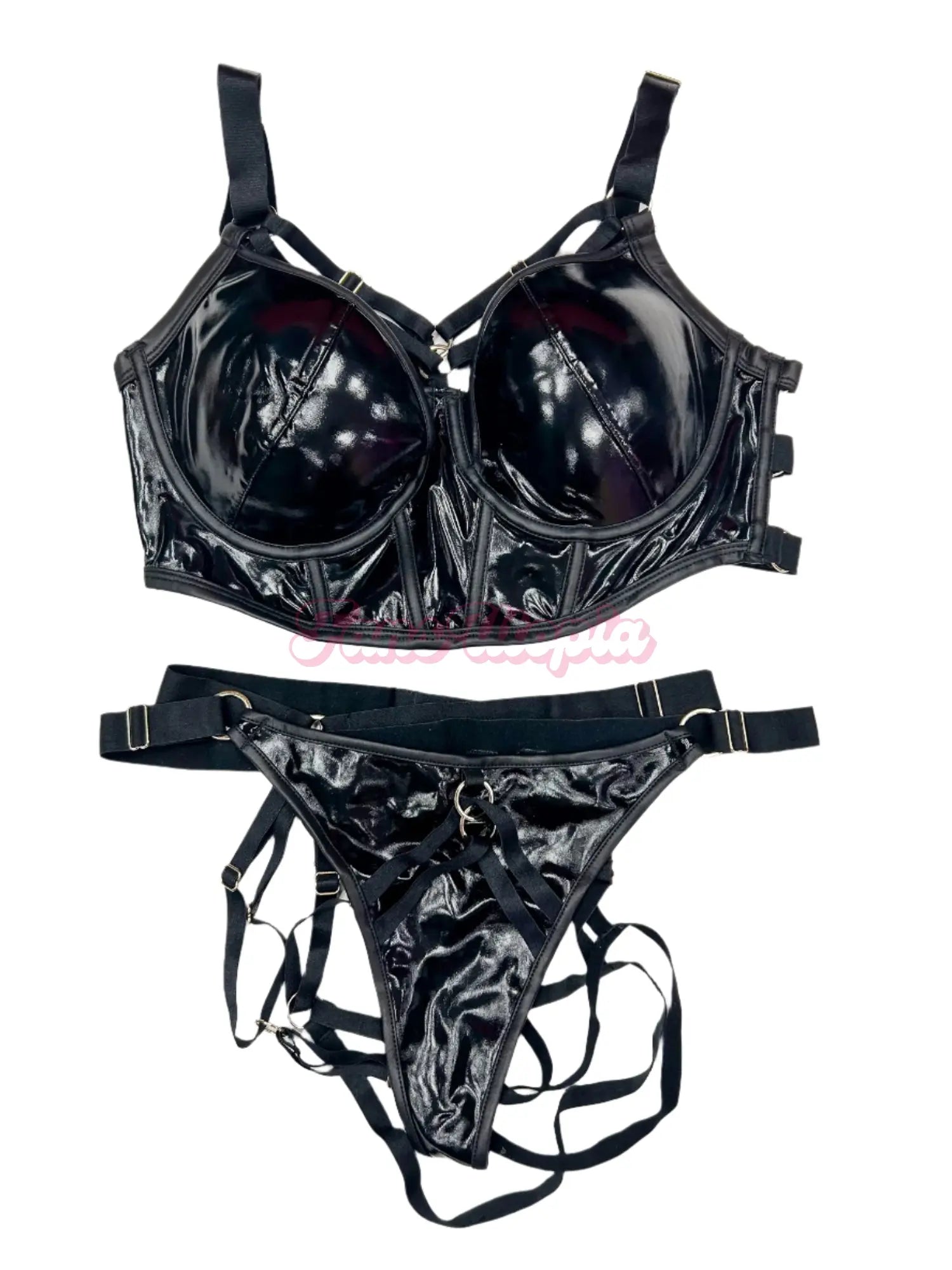 Tori Easton Black Faux Leather Lingerie Set Tori Easton