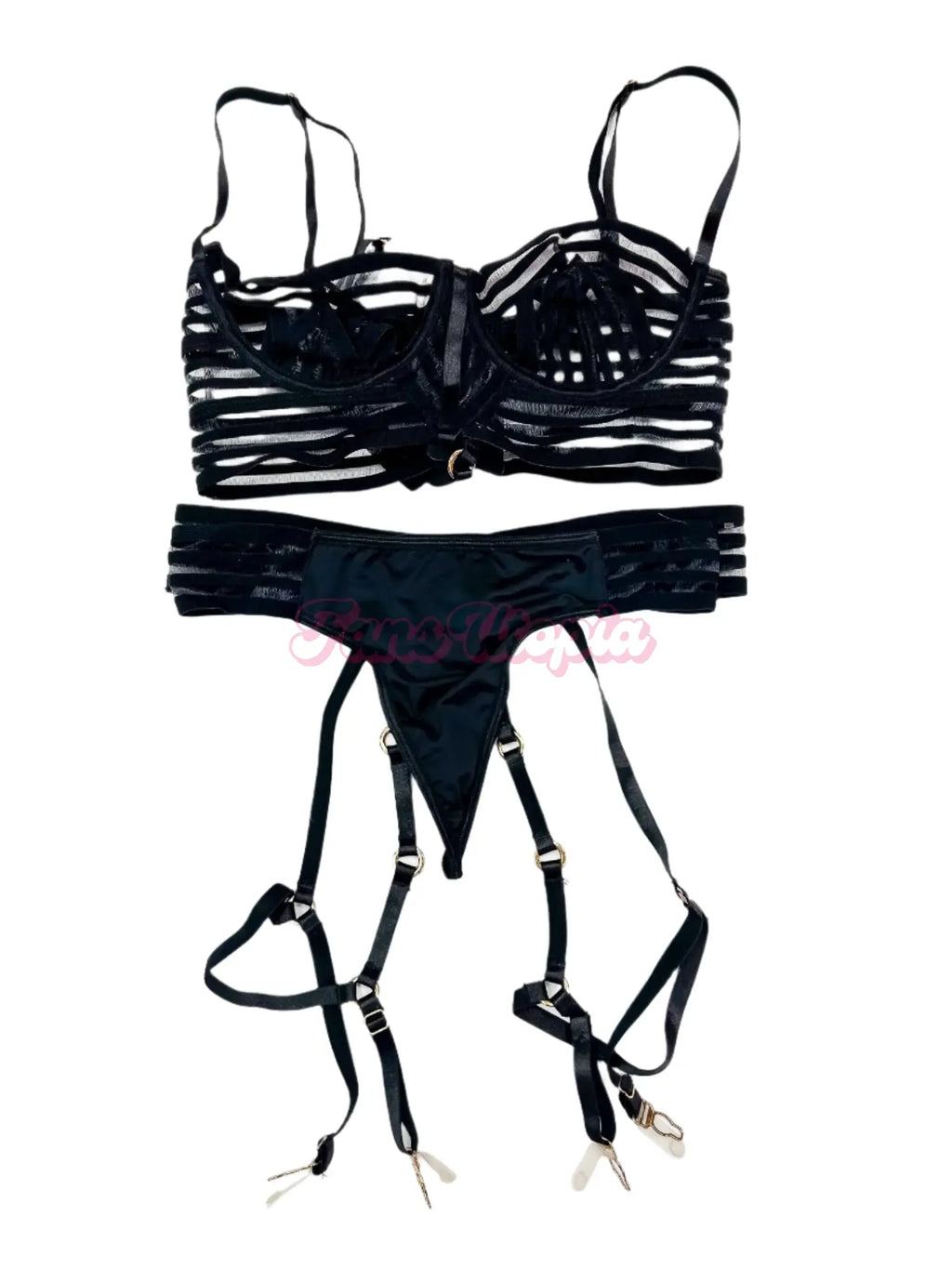 Tori Easton Black Strappy Bra & Panty Set Tori Easton