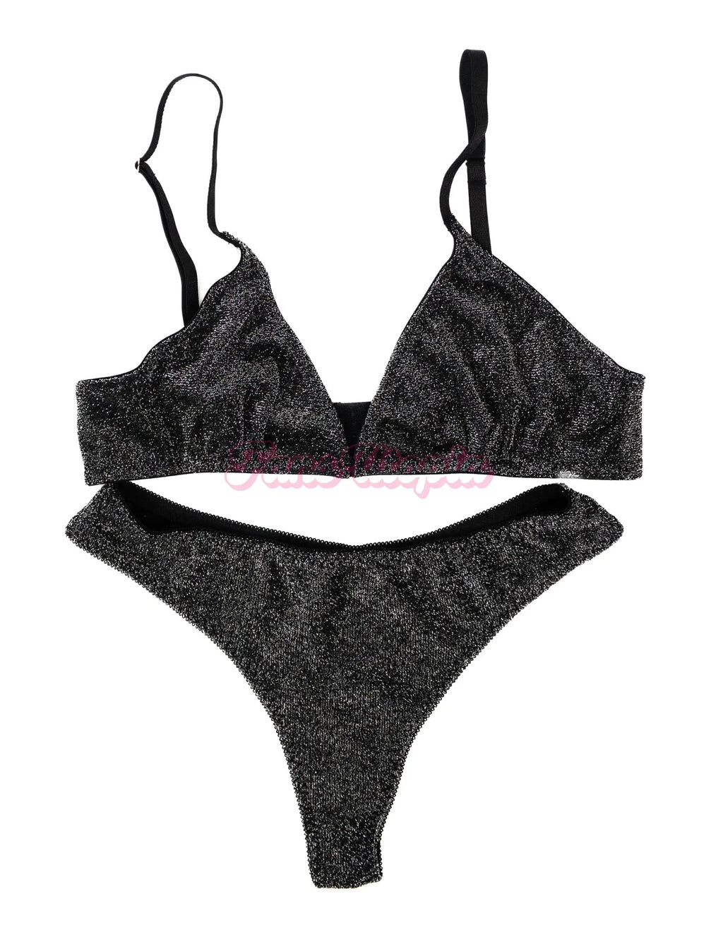 Tru Kait Black Silver Glitter Bra & Panty Set Tru Kait