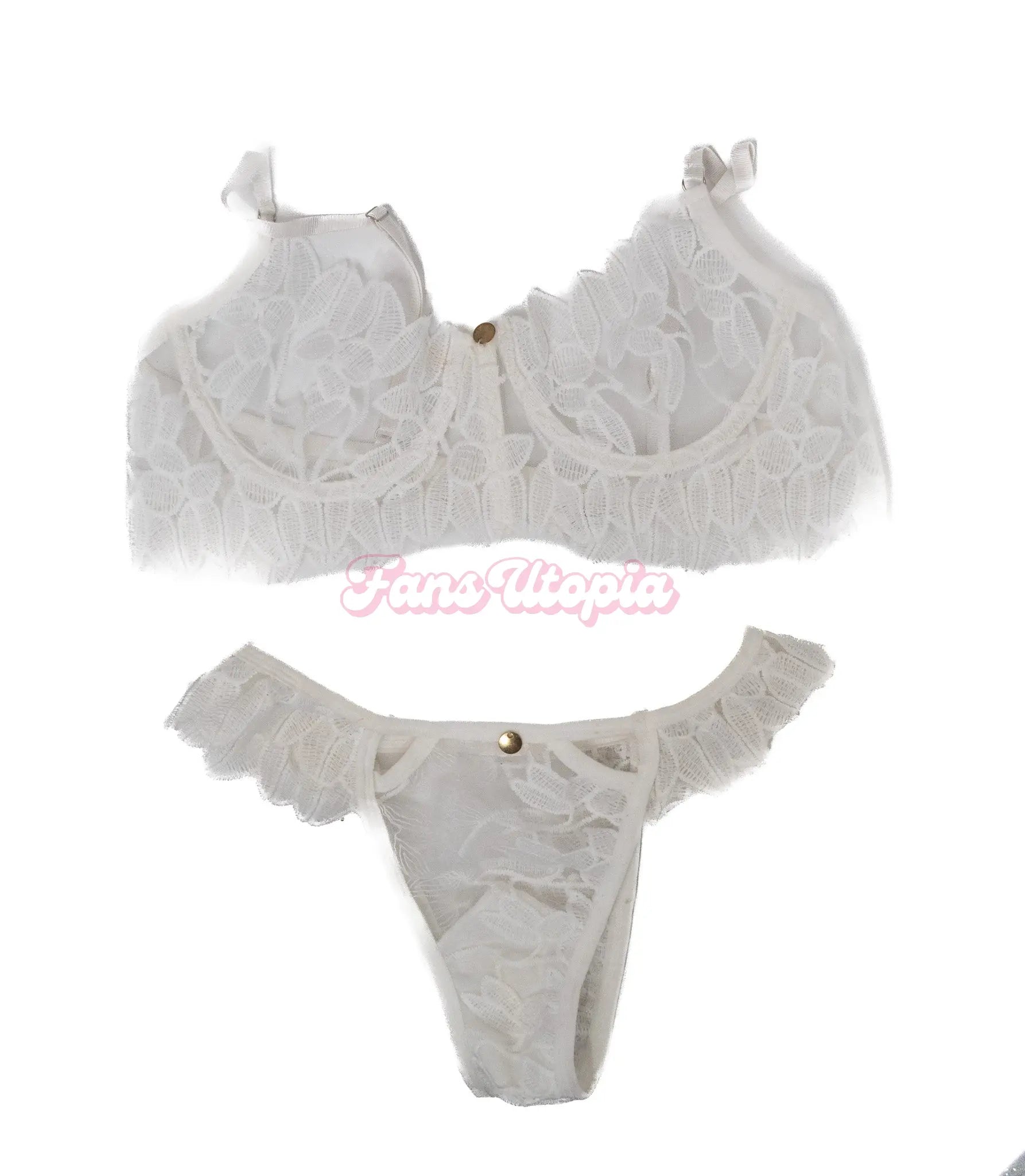 Tru Kait White Leaves Bra &Panty Set Tru Kait
