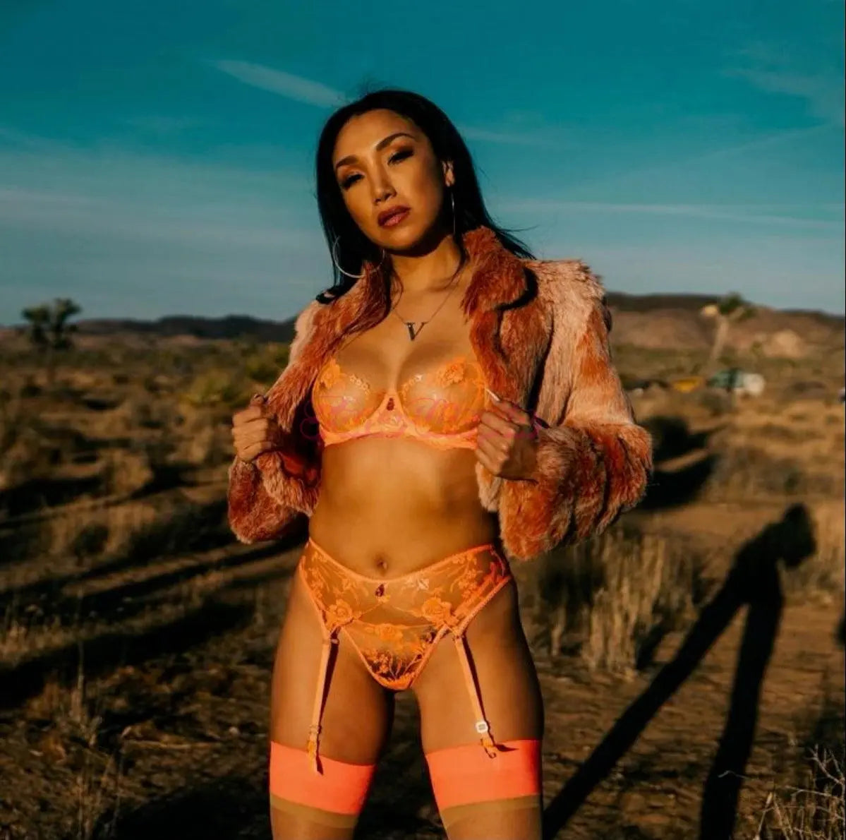 Vicki Chase HB Neon Orange Complete Lingerie Set Vicki Chase