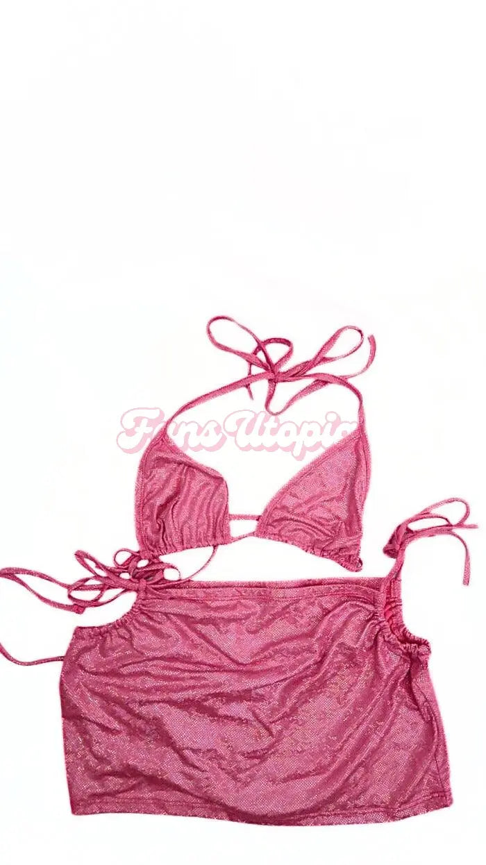 Violet Myers Pink Sparkling Top & Bottom Suit Violet Myers