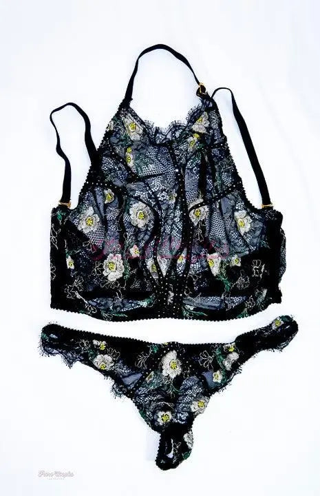 Violet Starr AP Juicy Black Floral Bra & Panties Set Violet Starr