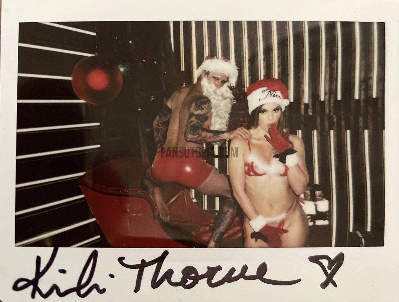 Kaili Thorne Autographed Santa Bikini Polaroid Kaili Thorne